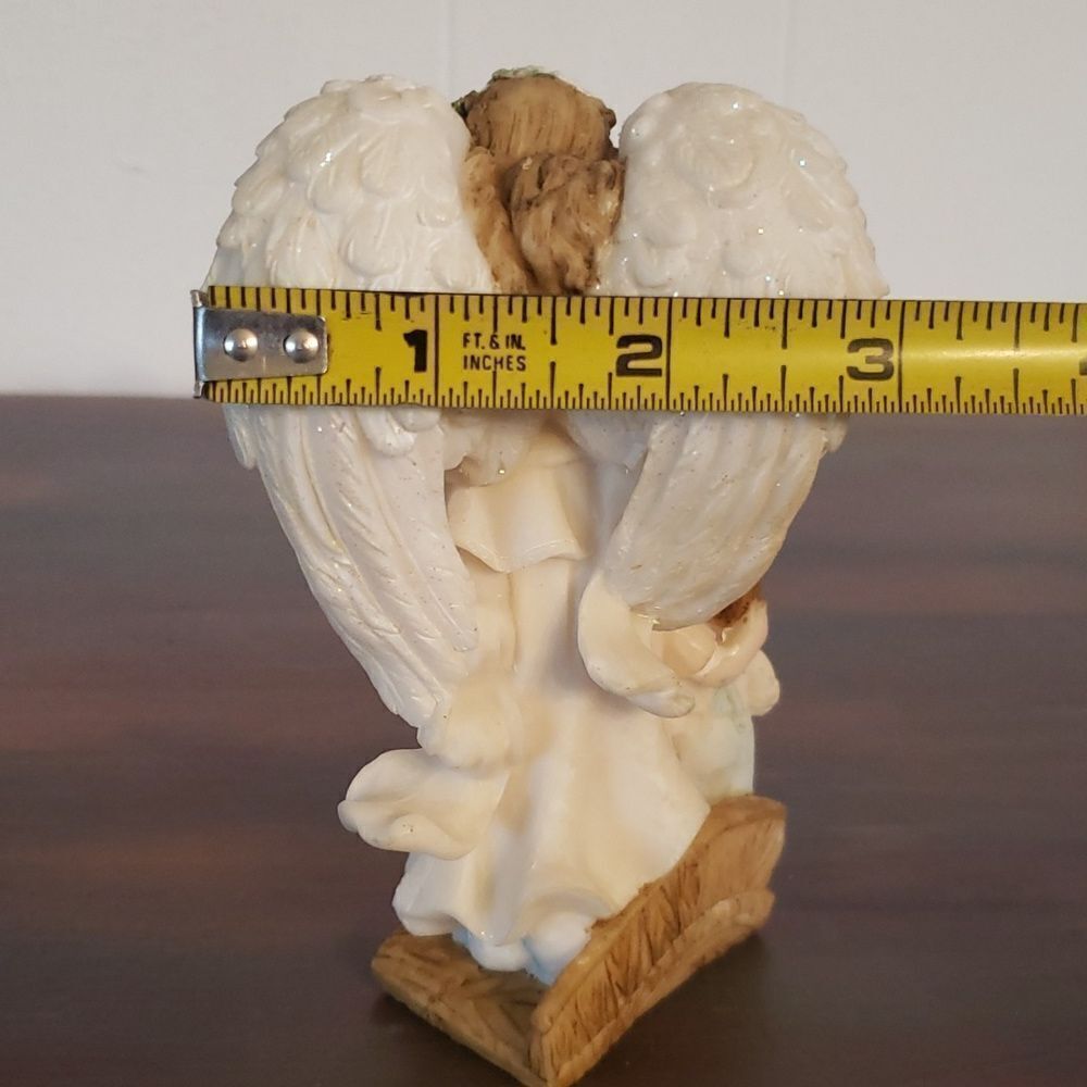 Vintage Glittery Resin Guardian Angel with Children Boy and Girl - Picture 10 of 10